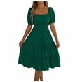 thumbnail image 2 of Blmnix Elegant Dresses Dress for Women Fit & Flare Petite Dresses Petticoat Short Sleeve Mid-Length Square Neckline Spring Dresses for Women 2026,L, 2 of 5