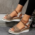 thumbnail image 4 of Juebong Espadrilles Flatform Sandals for Women, Platform Ankle Strap Womens Wedge Sandals Open Toe Espadrille Wedge Sandals for Women Concise Casual Summer Womens Shoes, 4 of 5