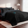 thumbnail image 1 of Set Edredón Acolchado con Fundas de Almohadas y Juego de Sábanas Dreamlab. Juego de Cama Completo para Cualquier Temporada. Hipoalergénico. Tamaño Queen, Negro y Grafito, 1 of 9