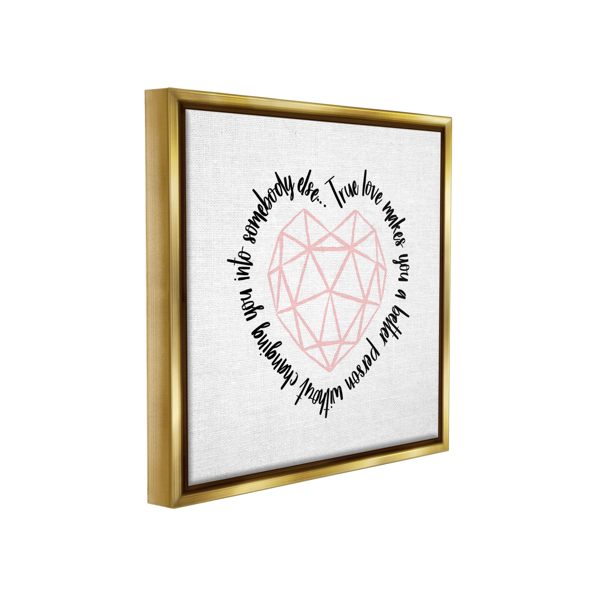 Stupell Industries True Love Inspirational Inspirational Painting Gold Floater Framed Canvas Art Print Wall Art, 18 x 18