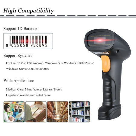 Usb Hand Held Scanner Aibecy Handheld 1D USB Barcode Scanner Bar Code Reader Support Auto Manual Scanning Bi-directional Optical Glass ()