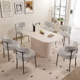 thumbnail image 4 of 63" Medieval Modern Cream MDF Dining Table + 6 Circular Cushioned Armless Chairs, Assembled Top & Black Metal Legs, for Home & Kitchen, 4 of 9