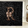 thumbnail image 2 of Manfei Fashion Bow Monogrammed R Shower Curtain 72Wx72L,Cute Bowknot Bathroom Curtain,Black Brown, 2 of 5