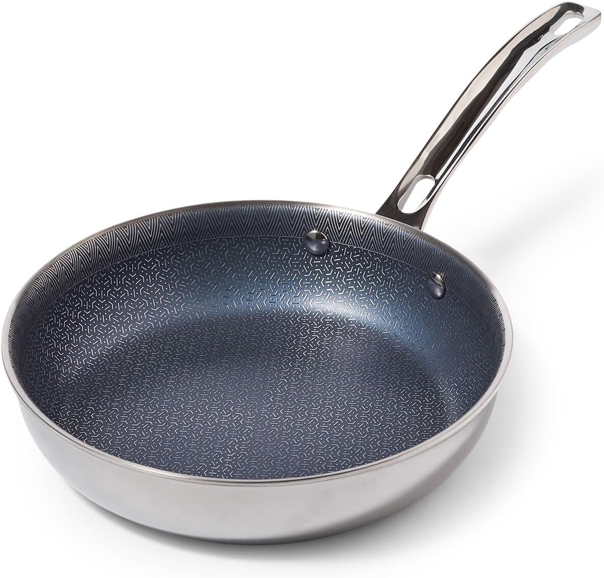 3-Ply Non Stick Frying Pan, 8 Inch Hybrid Plus Stainless Steel Kitchen Cookware, Silver