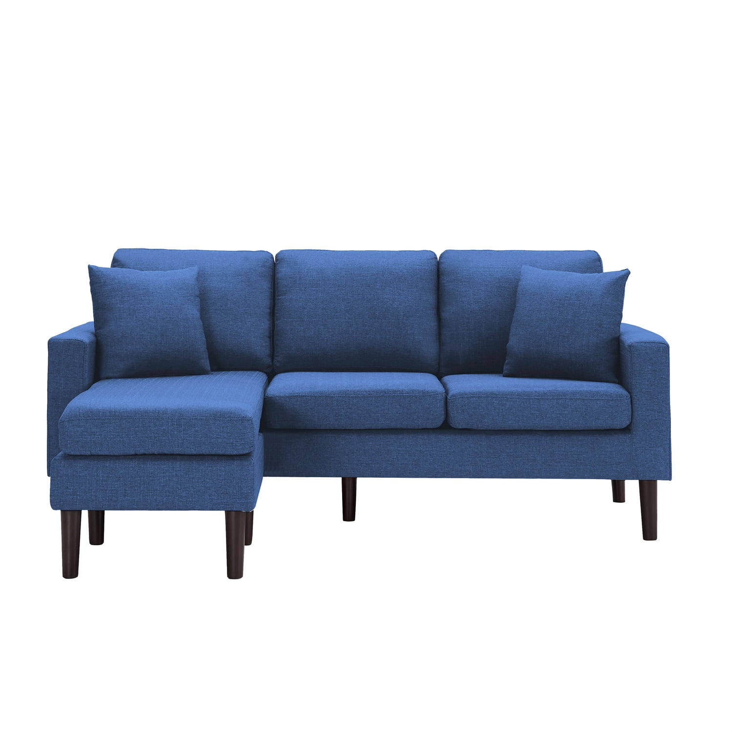 Kadyn 72" Sectional Sofa, L-Shaped Sofa with 2 Pillows, Fabric 3-Seat Sofa for Living Room, Navy Blue