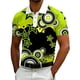 thumbnail image 2 of Ceisia Men's Slim Fit Short Sleeve Neon Star & Circle Print Turndown Collar Shirt Green S Gifts, 2 of 5