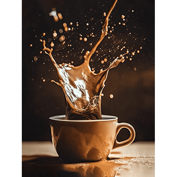 Coffee Splash Canvas Print/Wall Art， Suitable for Kitchen Decor， Dining Room Decor， Coffee Shop Decor， Office Decor， and Home Bar Decor.