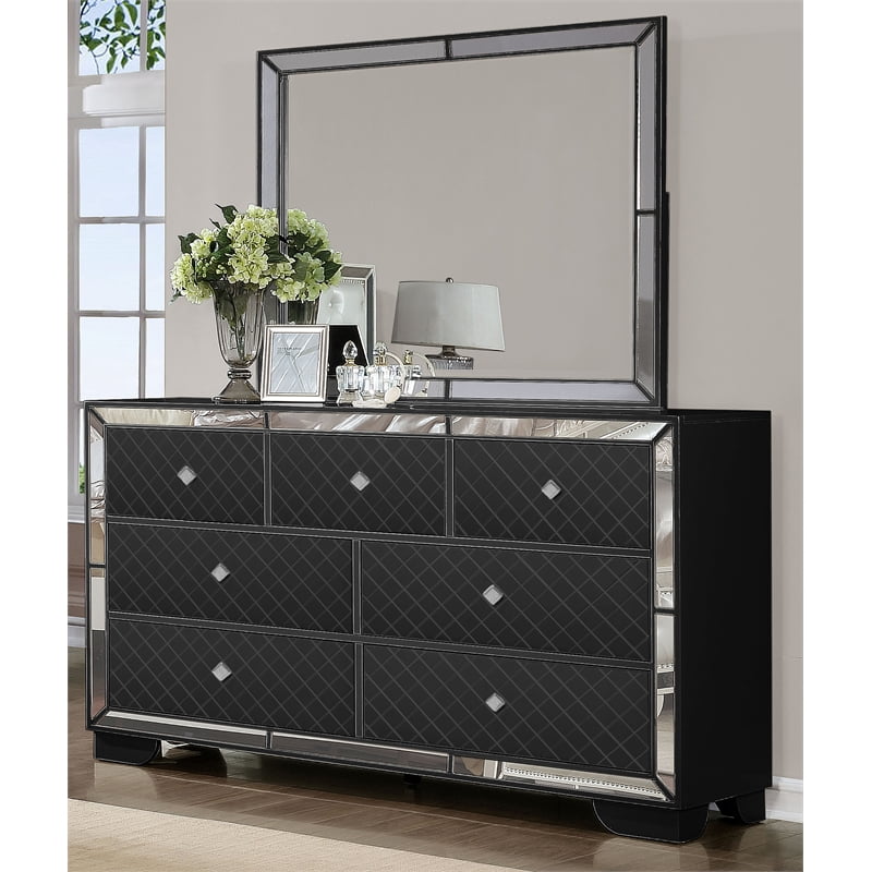 Madison Upholstery Dresser Made With Wood in Black Color