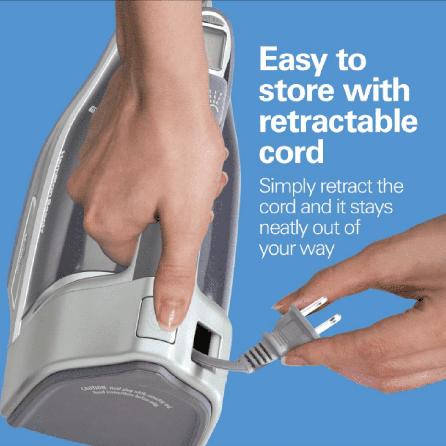 Steam Iron & Vertical Steamer for Clothes with Scratch-Resistant Durathon Soleplate, Digital Temperature Control, 8’ Retractable Cord, 3-Way Auto Shutoff, Anti-Drip, 1700 Watts, Silver