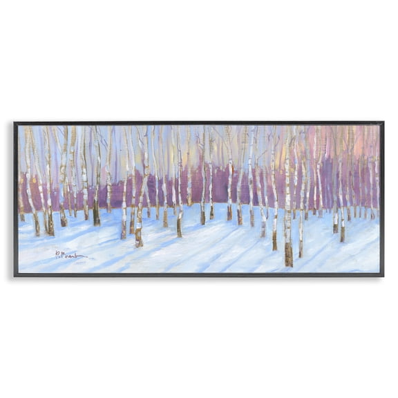 Stupell Industries Niveous Birch Tree Grove Landscape & Nature Painting Black Framed Art Print Wall Art, 24 x 10