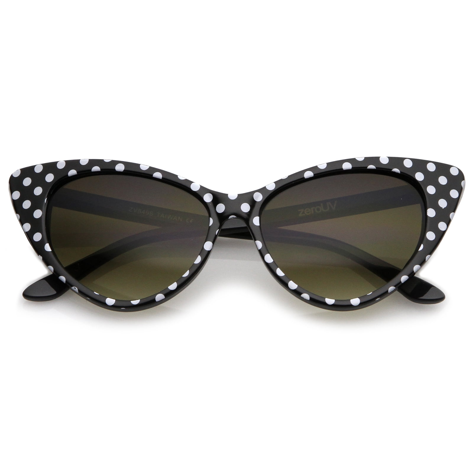 Women's Retro Polka Dot Oversize Cat Eye Sunglasses 50mm (Black-White / Smoke Gradient) Women's Retro Polka Dot Oversize Cat Eye Sunglasses 50mm (Black-White / Smoke Gradient)