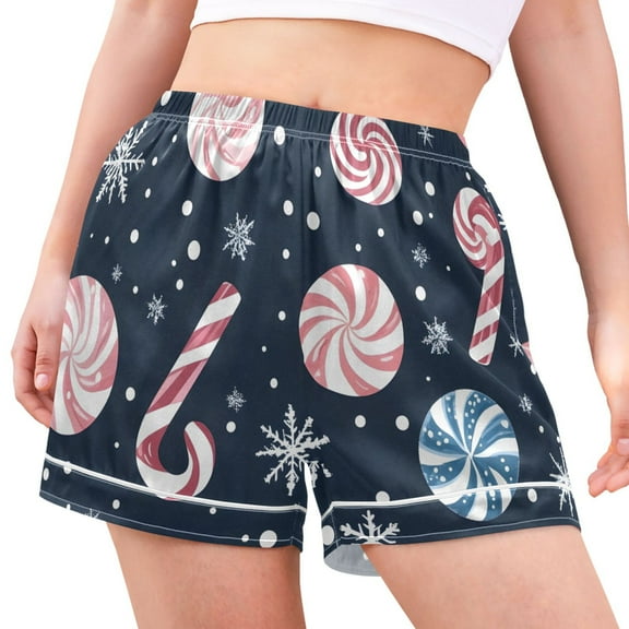 joogoo Women's Pajama Lounge Shorts Christmas Snowflake Candy Bottoms Sleep Short M