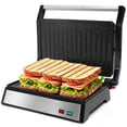 thumbnail image 1 of Prensa Panini Aigostar Negro de 1200 W con Placas de Cerámica Antiadherentes Abre 180°, 1 of 9