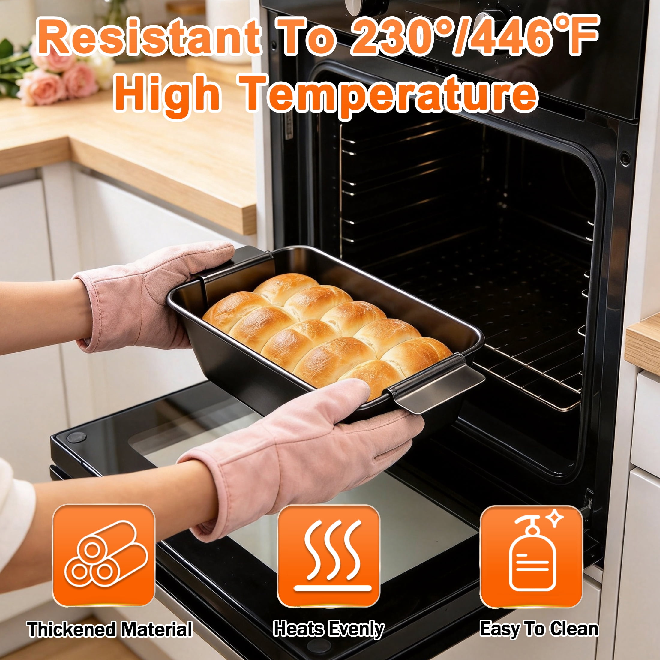 Non-Stick Carbon Steel Loaf Pan, 9.8 Inch Rectangular Bread Baking Mold with Perforated Baking Tray, Oven Safe Toast Pan for Homemade Bread