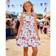 thumbnail image 2 of Aideaone Girls 4th of July Dresses Sleeveless Summer Dress Bowknot Strap Stripe V Neck Sundress 3-10T, 2 of 7