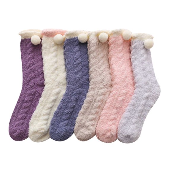 Pink Socks 7 Pairs Womens Fuzzy Socks Soft Winter Warm Cozy Soft Slipper Socks