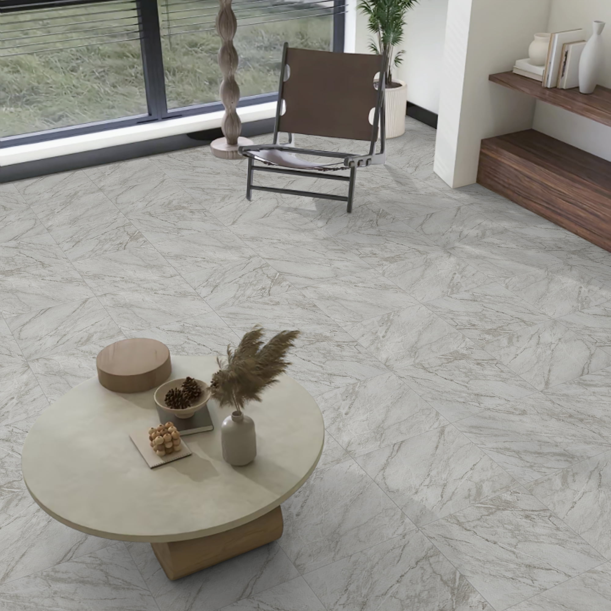 (2 pack) Abyssaly 12 inch x 12 inch (10 pcs) White Gray Marble Peel and Stick Floor Tiles Removable Vinyl Floor Tiles Self-Adhesive Flooring for Bathroom and Kitchen