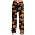 thumbnail image 4 of Black Wide Leg Lounge Pants Elastic Drawstring Soft Pajama Bottoms Loose XL, 4 of 5
