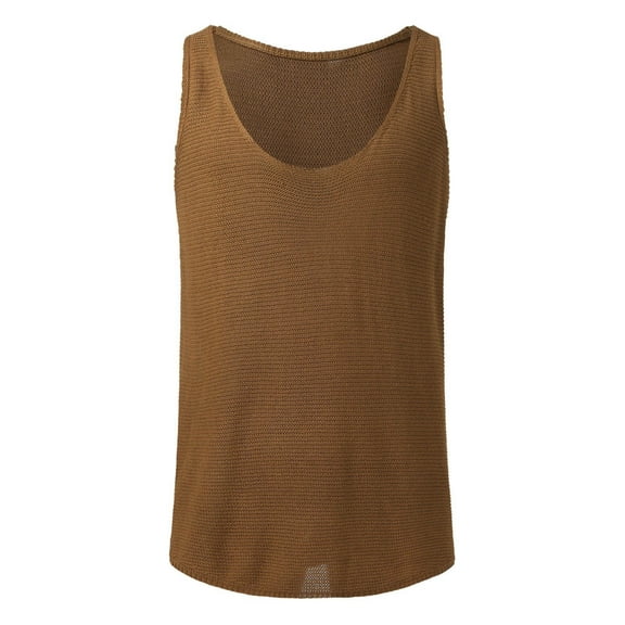GBSYEWXS Men Vest Sweaters Autumn Sleeveless V-Neck Pullover Solid Color Elegant Brown Sweater
