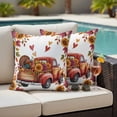 thumbnail image 4 of Fall Red Truck Outdoor Waterproof Pillow Covers, Thanksgiving Sunflower Turkey Maple Leaf Autumn Decorative Square Throw Pillowcase Sofa Cushion Sham for Patio/Couch/Chair, 24"x24" 2 Pack, 4 of 8