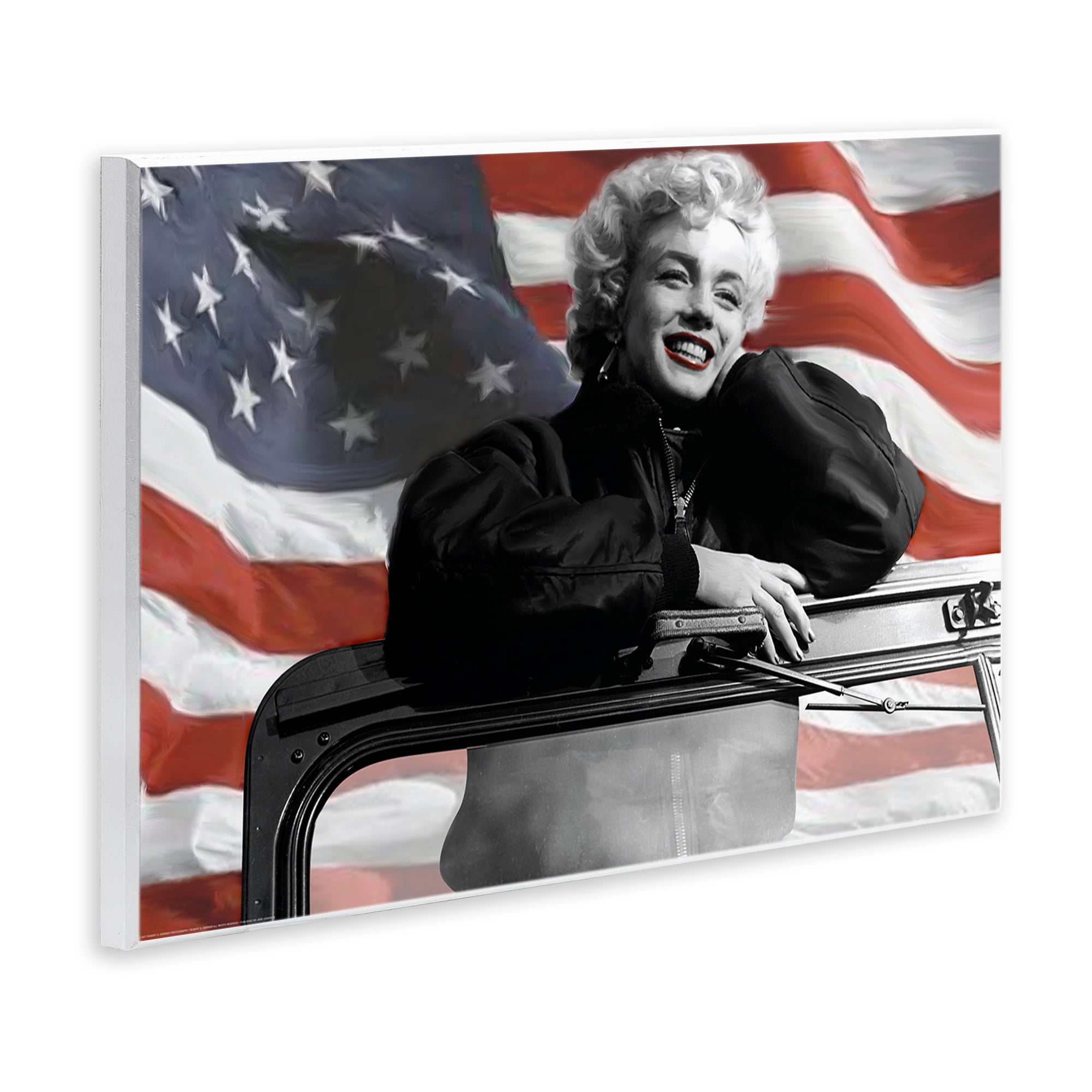 Stupell Industries Marilyn & Waving Flag People Painting Unframed Art Print Wall Art, 19 x 13