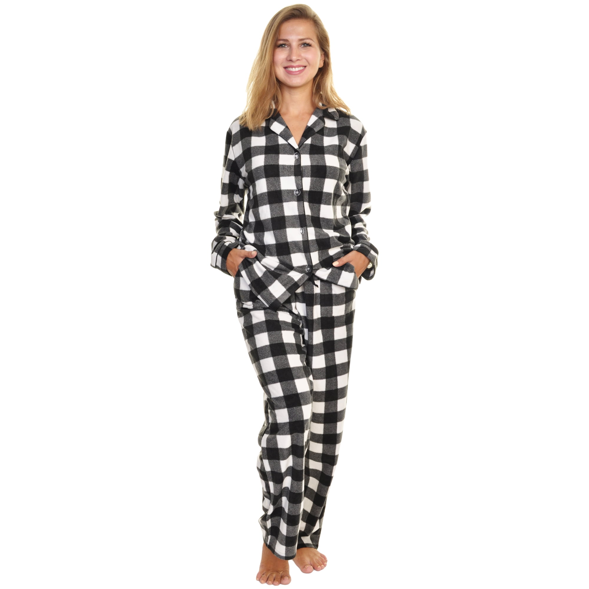 Angelina PolyFleece Plaid Pajama Set Long Sleeve w/ Long PJs Pants