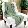 thumbnail image 2 of HomeRoots 518840 Green Woven 100 Percent Woven Textured Cotton Throw Blanket, 2 of 4