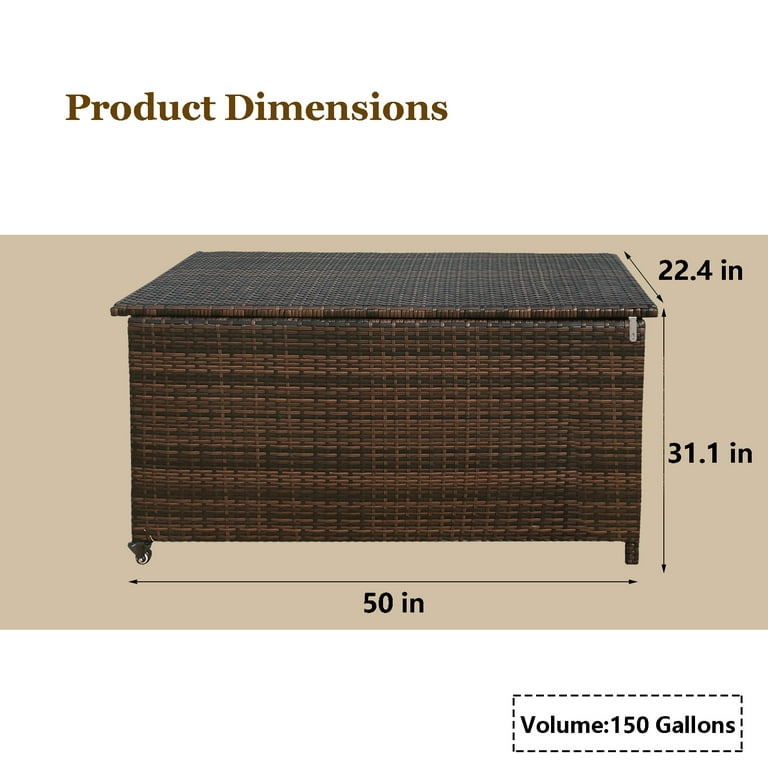 Hampton Bay 150 Gal. Brown Resin Wicker Outdoor Storage Deck Box with  Lockable Lid HBDB150J-GS - The Home Depot