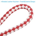 thumbnail image 4 of Braided Leather Keychain with Stainless Steel Key Ring Sleeve, PU Woven Wristlet Lanyard, White Red 2 Pack, 4 of 5