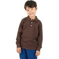 thumbnail image 3 of Leveret Boys Long Sleeve Cotton Polo Shirt Brown 3 Year, 3 of 3