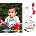 thumbnail image 2 of Noah's Boytique Baby Boys Christmas Outfit Red White Stripe Suspenders Santa Pictures Newborn, 2 of 4