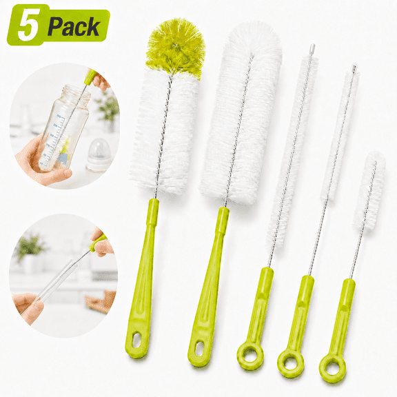 Tattom Bottle Cleaning Brush Set - Long Handle Bottle Cleaner for Washing Narrow Neck Beer Bottles, Sports Water Bottles with Straw Brush, Kettle Spout/Lid Cleaner Brushes