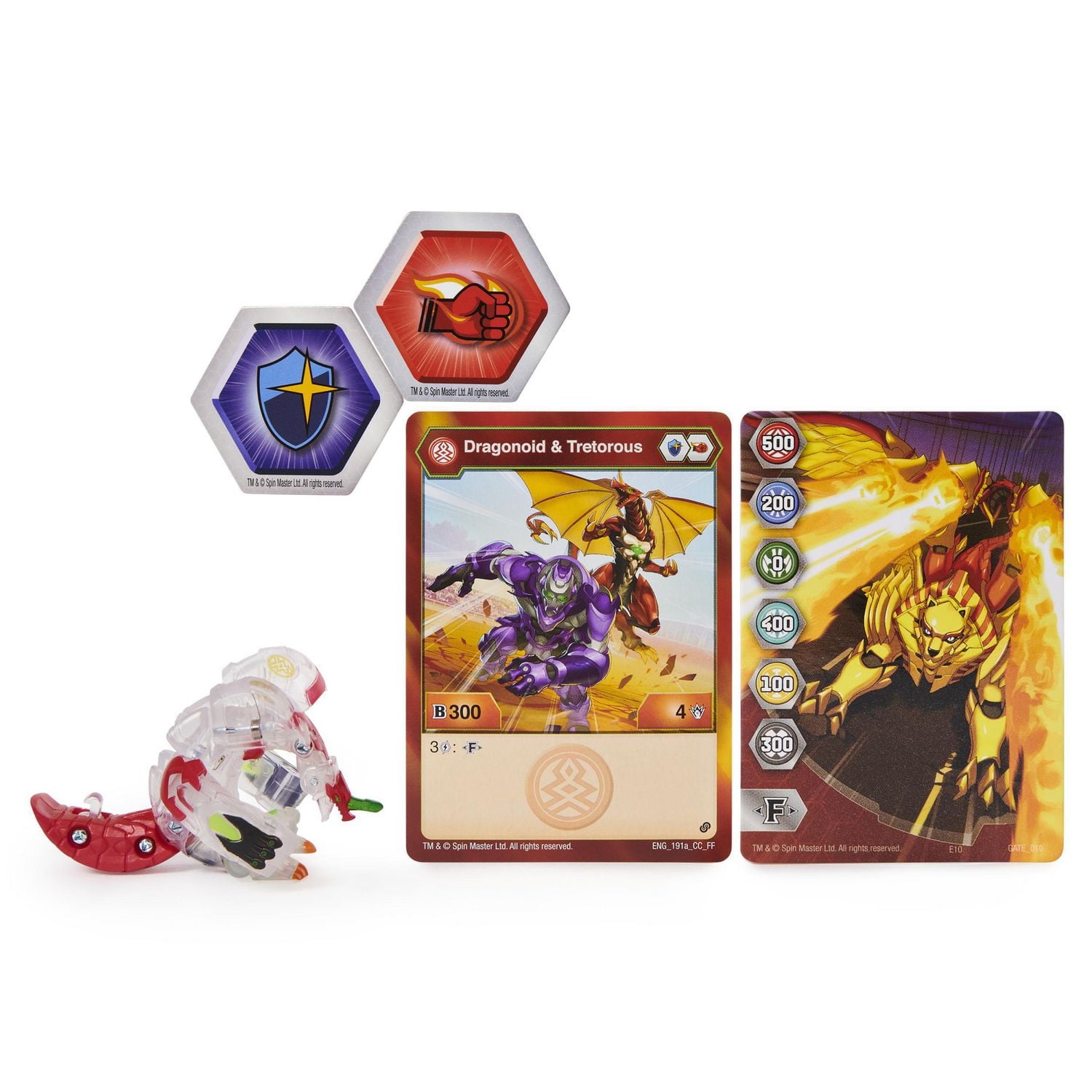 Bakugan, Fused Diamond Dragonoid x Tretorous, 2-inch Tall Armored Alliance Collectible Action Figure and Trading Card