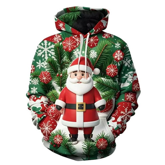 Casual Men's Green 3D Print Hooded Sweatshirt - Size 2XL for Comfortable Wear