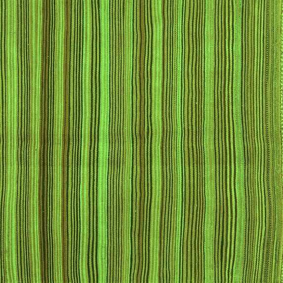 Ahgly Company Indoor Square Oriental Green Traditional Area Rugs, 6' Square
