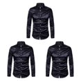 thumbnail image 1 of Minnieouse Camisa transpirable para hombre Satén con mangas largas - Trabajo Boda o hogar Camisa para hombre Manga larga formal Grande negro L Type1 NO1, 1 of 6