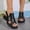 Black, variant on Womens White Chunky Platform Sandals - Comfort PU Faux Leather Open Toe Adjustable Strap Casual Summer Shoes,Size 41
