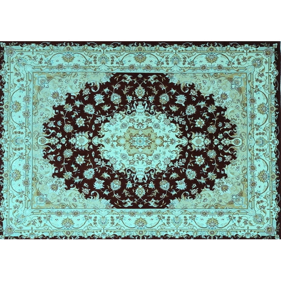 Ahgly Company Indoor Rectangle Persian Light Blue Traditional Area Rugs, 4' x 6'