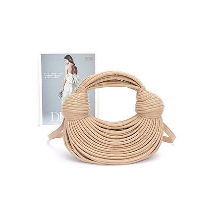 FASHNZFAB Faux Leather String Rope Top Handle Swing Bag