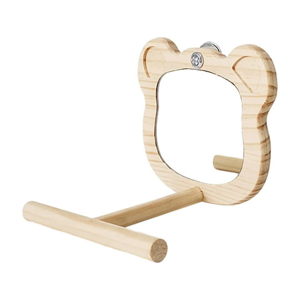Espejo con forma de pájaro de madera, jaula para pájaros, juguete para escalar, ejercicio de pie, loro, juego interactivo, juguete, pájaro, ,