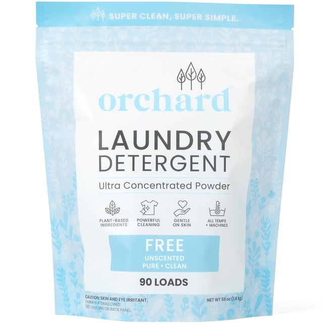 Detergente en polvo Orchard para limpieza profunda natural para pieles sensibles, sin fragancia, ing