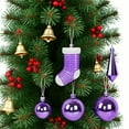 thumbnail image 3 of HUISZJ 21Pcs Christmas Ball Ornaments, Shatterproof Christmas Tree Ball Set Sock Pattern, Xmas Tree Hanging Plastic Baublesfor Party Home Decor (Purple), 3 of 8