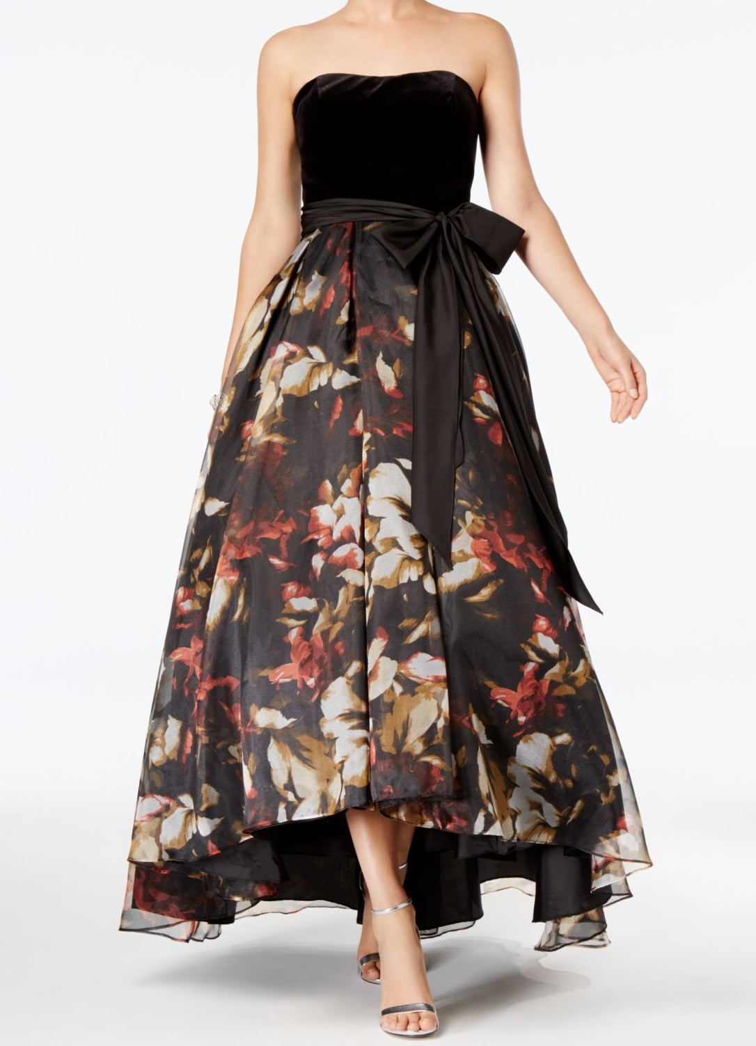 Betsy & Adam - Betsy & Adam Red Floral Printed Hi-Low Ball Gown Dress - Walmart.com - Walmart.com