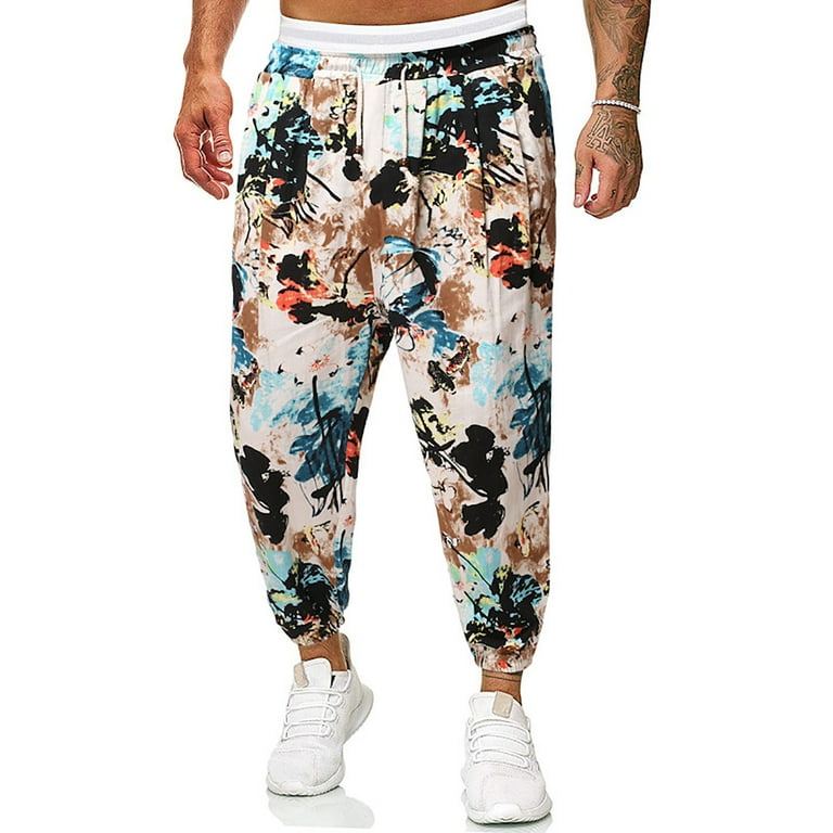 cigarette fit trousers mens IROINNID Pant's For Men Relaxed Cigarette Long Sport Pants Linen Fit  Trousers Running Joggers Print Elastic Waist Pants