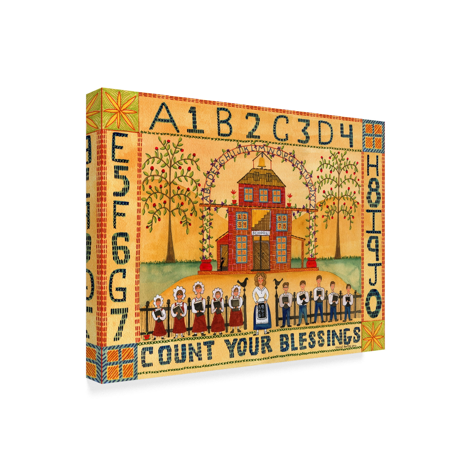 Trademark Fine Art 'Count Your Blessings School Sampler' Canvas Art by Cheryl Bartley