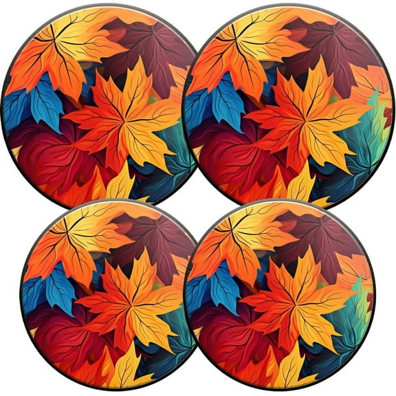 Electric Stove Burner Covers, Set of 4, Round Burner Cover,8 and 10 Inch,Colorful Autumn Leaves in Various Shades of Red And Yellow