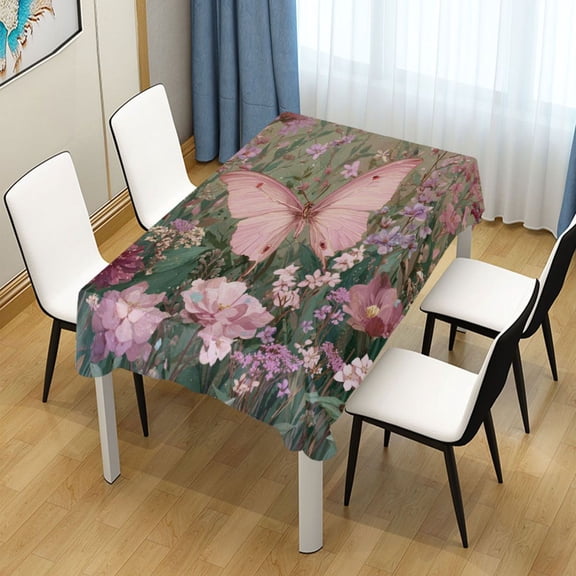 54x54 Inch Tablecloth Polyester Square Tablecloth for Home Kitchen Dinner Decor Delicate Butterfly
