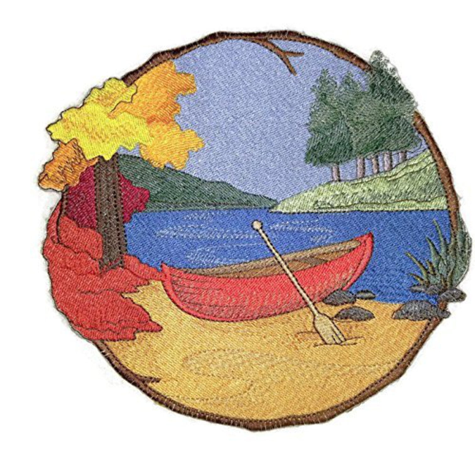 Stroll through the Walk In Woods Beauty[Canoe on the river] [] Embroidered Iron on/Sew patch [8.5" 7.5"]