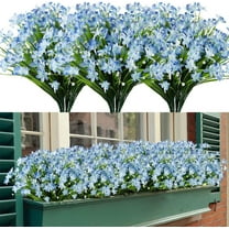 ZOELNIC 8 Bundles Artificial Fake Flowers UV Resistant Shrubs Plants for Indoor Outside Hanging Plants Garden Porch Window Box Home Wedding Farmhouse Decor Blue