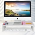 thumbnail image 4 of Solid Wood Monitor Stand Riser, Monitor Riser with 2 Adjustable Height, 15.8 inch Computer Riser for Computer, iMac, PC, Printer, Computer Monitor Stand for Home & Office, White, 4 of 13